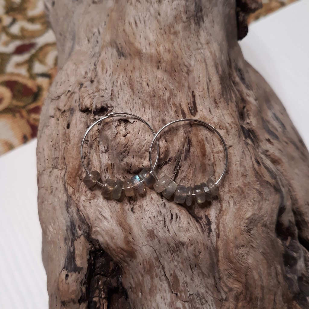 Labradorite Silver Endless Hoop Earrings 21$